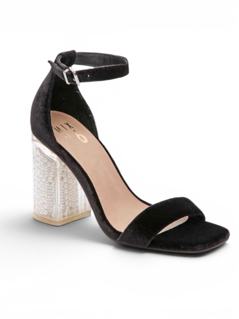 Mix No. 6 Cregan Black Velvet Lucite Pearl Heels - Picture 4 of 11